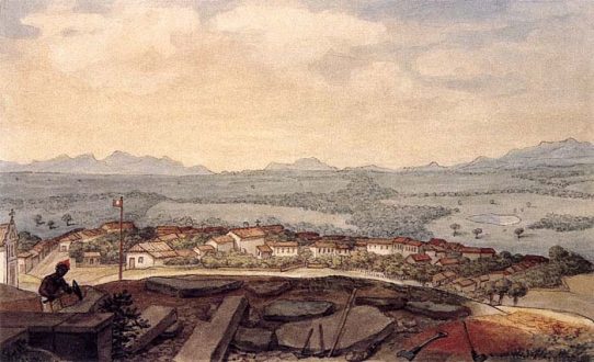 trabalhando no calçamento da cidade. Imagem reprodução da tela de debret.